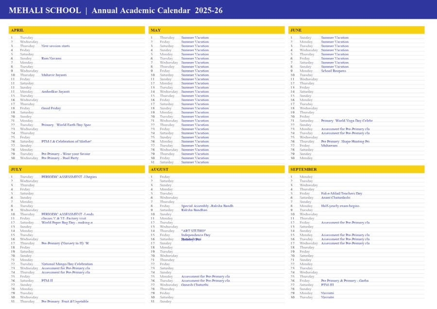 Annual Academic Calendar 2025-26 & 2026-27
