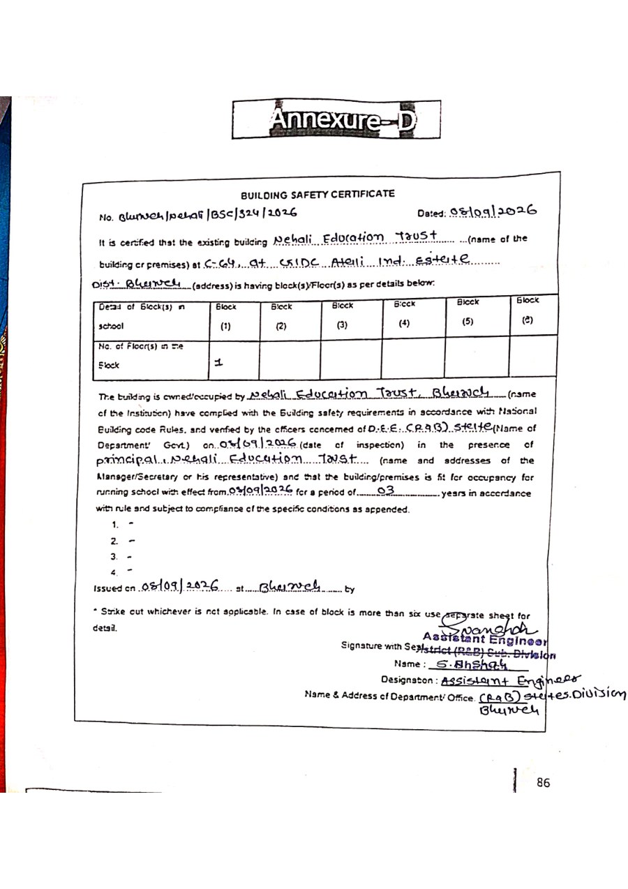 Building Stability & Safety Certificate