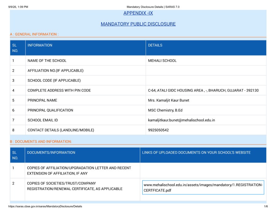 Mandatory Disclosure Form (SARAS)